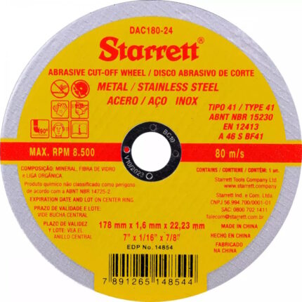 Disco Corte 7" x 1/16 x 7/8 DAC180-24  - Starrett
