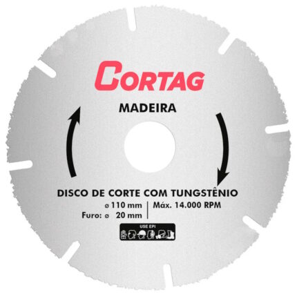 Disco Corte Tungstenio para Madeira 110MM - Cortag