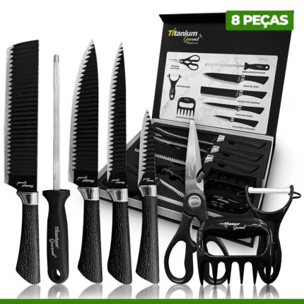 Kit Facas Premium Gourmet - Titanium